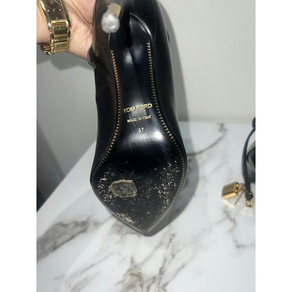 Tom Ford Black Glossy Padlock Pumps Size 37 - Picture 4 of 8
